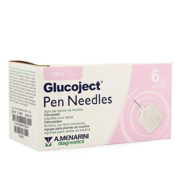 Glucoject Pen Needles 6mm 32G Βελόνες Πένας Ινσουλίνης 100τμχ