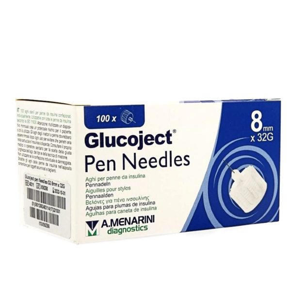 Glucoject Pen Needles 8mm 32G Βελόνες Πένας Ινσουλίνης 100τμχ